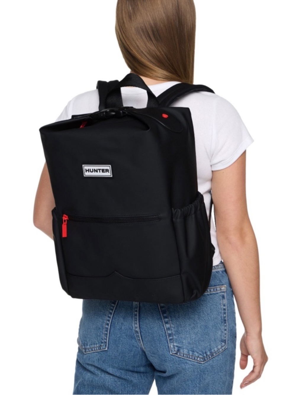 Hunter Black Backpack with Red Zip Accent - Picture 4 of 6